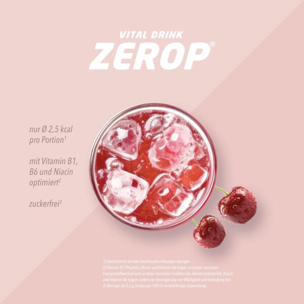 Best Body Nutrition Vital Drink ZEROP® – Cherry Syrup Sugar-Free – 1 L – 1:80 Makes 80 Litres of Ready Drink – Drink Concentrate with Fruit Juice – Taste for Water with Vitamins - Image 3