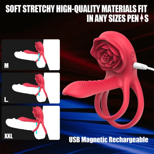 Penis Ring Vibrator Nine-frequency Dual Motor Two-point Vibration Delayed Ejaculation Enlarged Erection Sex Toy For Couples - Image 5