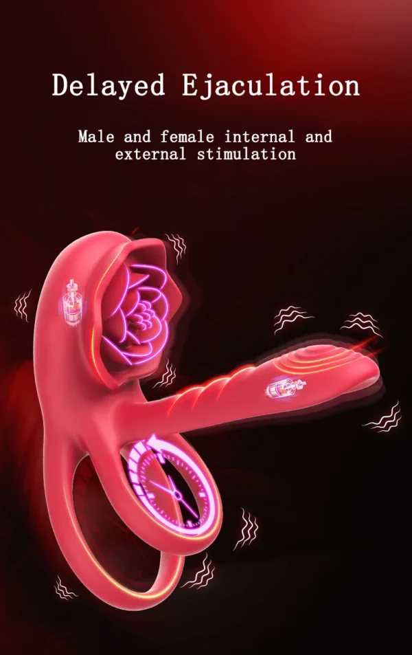 Penis Ring Vibrator Nine-frequency Dual Motor Two-point Vibration Delayed Ejaculation Enlarged Erection Sex Toy For Couples - Image 8