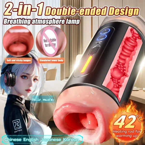 Male Masturbator Toys Automatic Masturbation Cup For Men Deep Throat Realistic Oral Vagina Blowjob Heating Vibrating Sex Machine - Image 2