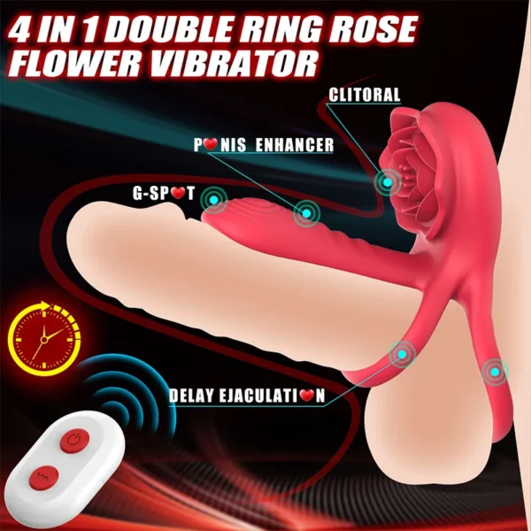 Penis Ring Vibrator Nine-frequency Dual Motor Two-point Vibration Delayed Ejaculation Enlarged Erection Sex Toy For Couples - Image 3